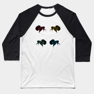 set of betta fish silhouette illustrations in glowing neon colors Baseball T-Shirt